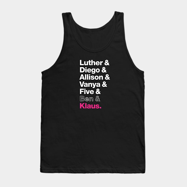 The Members of the Umbrella Academy - White, Clear, Pink Tank Top by viking_elf